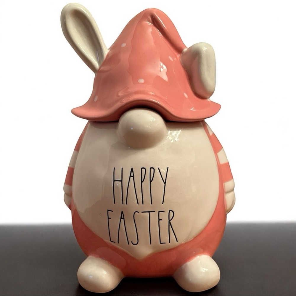 Pink and White Polka Dot and Striped Easter Gnome Decor Rae Dunn by Magenta
